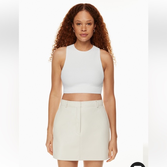 Babaton Tops - BABATON Sculpt Knit Racer Cropped Tank, White, XS